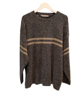 90’s Bullhead grey crewneck sweater with tan chest stripe - XL